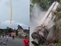 HRÔZA na oblohe! VIDEO Číňanov vystrašil padajúci objekt: Štipľavý zápach a mohutný náraz do zeme, hovorí svedok