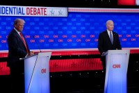 In first debate rematch, a raspy and sometimes halting Biden tries to confront Trump, who responds with falsehoods